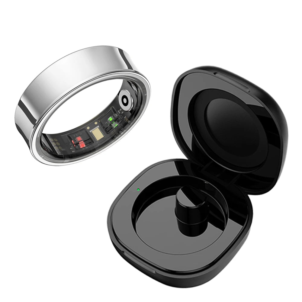 R09 Smart Ring Men Women with Charging Case Heart Rate Blood Oxygen 5ATM Waterproof Smartring for Xiaomi Samsung Android IOS